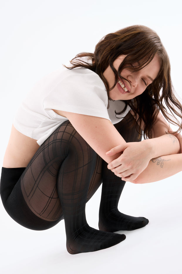Plaid Sheer Rip-Resist Tights