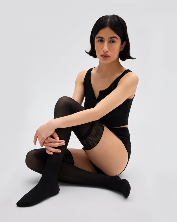 Backseam Sheer Rip-Resist Thigh Highs